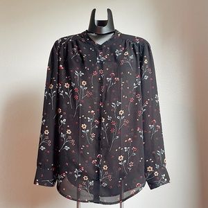 Faded Glory Black Floral Blouse